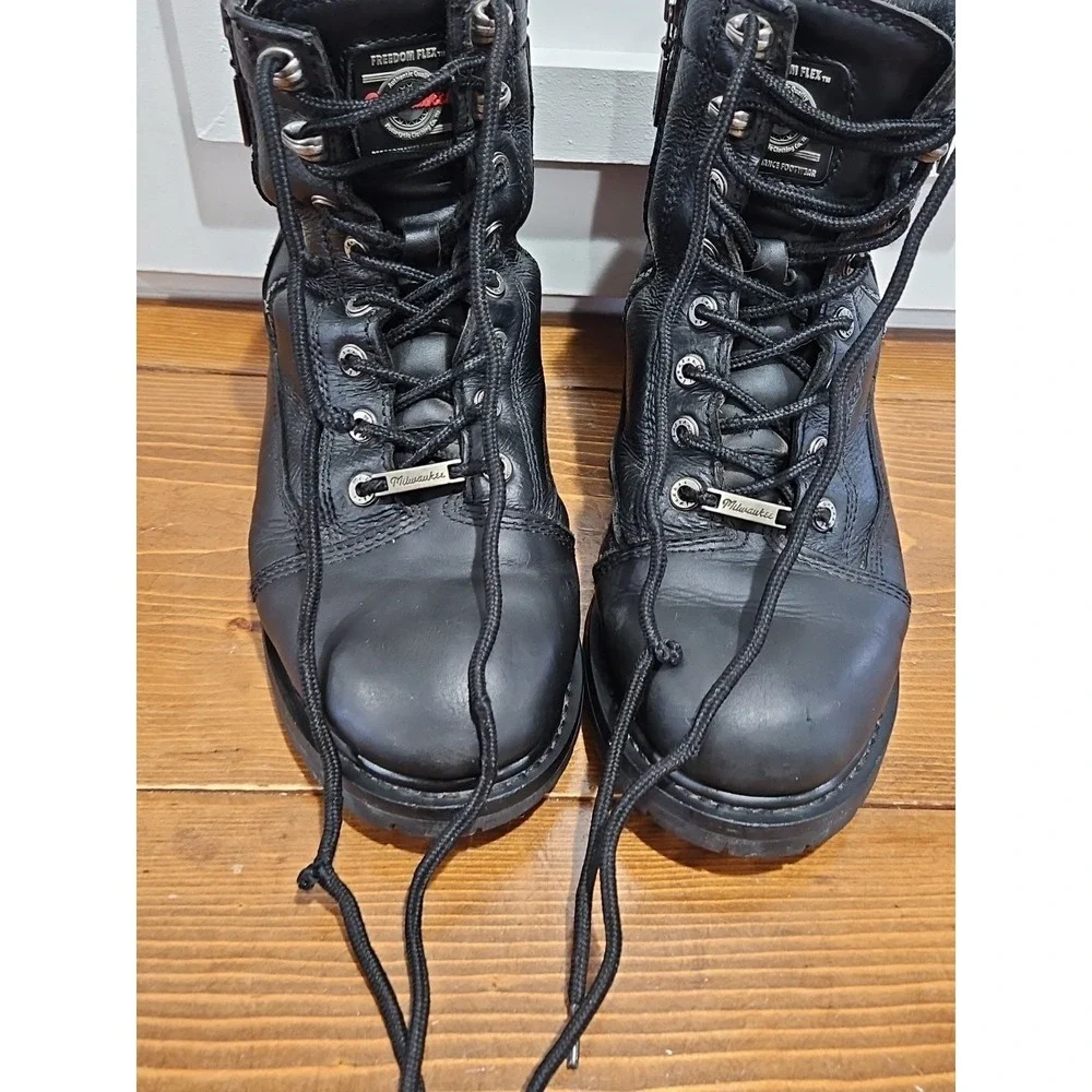 Men's Milwaukee Leather #MB408 Black Lace-Up Boots Motorcycle Work Size 9D‎